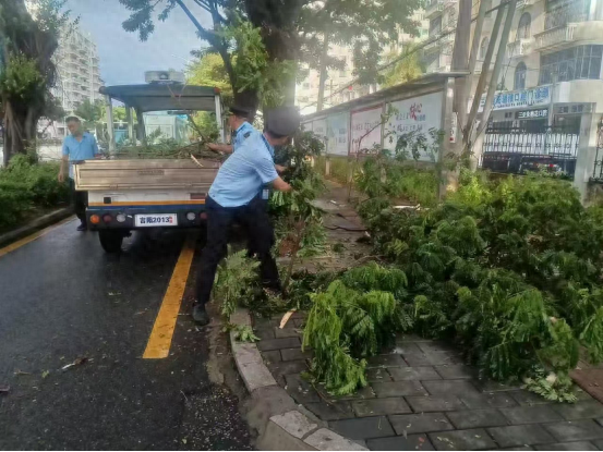 台风潭美肆虐，三亚执法蓝全力奋战，保障人民安全