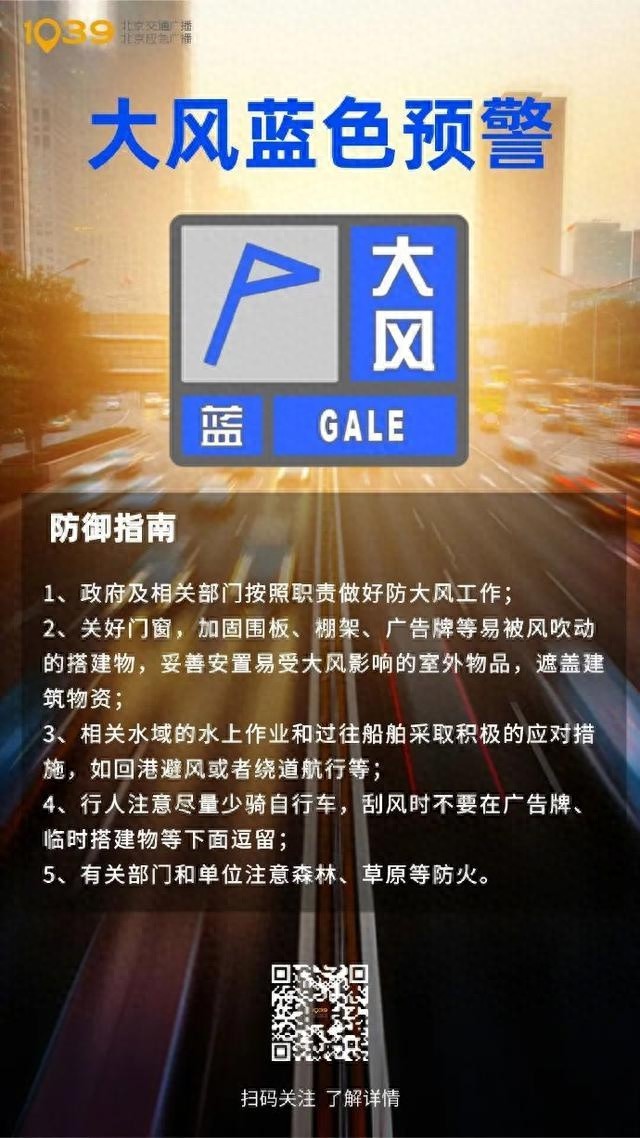 蓝色预警！北京大风来袭，阵风8级，气温大跳水，防风防寒刻不容缓  第1张