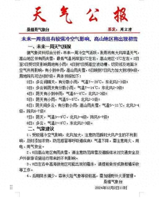 未来一周天气大变脸！大风降温来袭，高山雨夹雪最低-3℃，你准备好了吗？  第1张