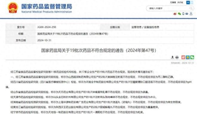 国家药监局通告！19 批次药品不合格，快来看看有没有你正在用的  第1张