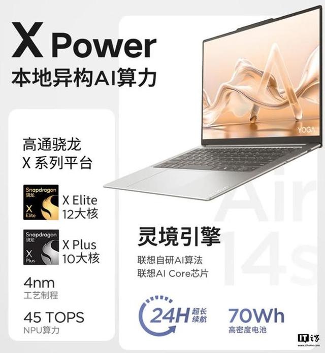 骁龙X Plus处理器版YOGA Air 14s笔记本来袭，7599元抢购倒计时  第2张