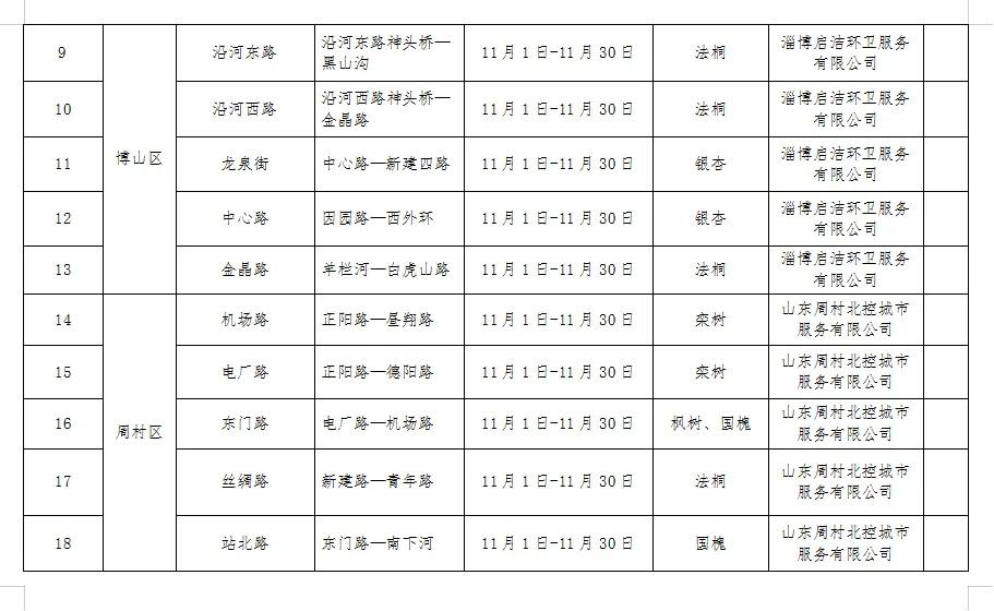淄博 35 条道路落叶缓扫，留住最美秋景  第4张