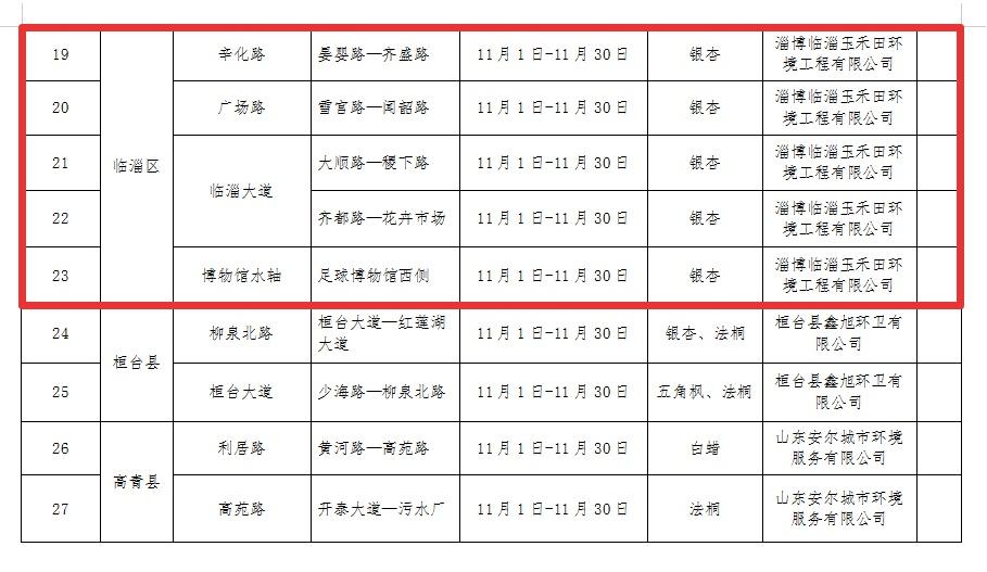 淄博 35 条道路落叶缓扫，留住最美秋景  第5张