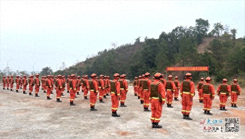 于都县实战演练：70名消防员无脚本应对森林火灾，高压水泵显神威  第1张