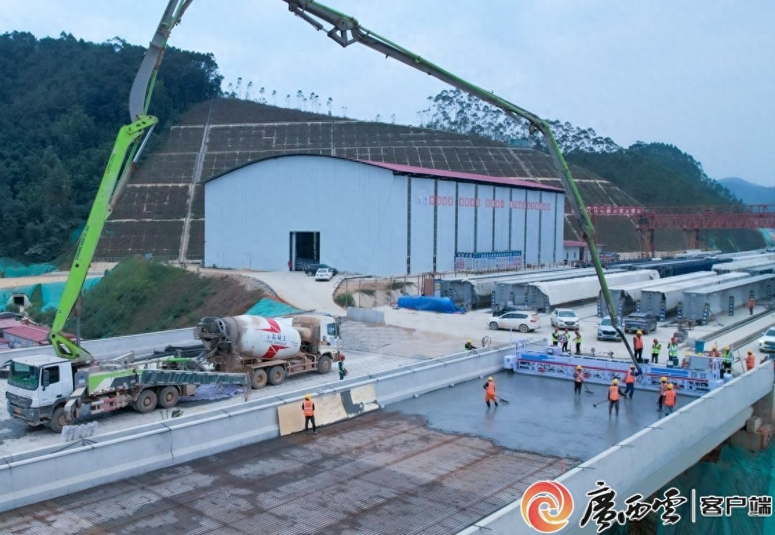 苍容8标浪水互通A匝道桥右幅桥面铺装首件顺利浇筑完成，项目建设取得突破性进展