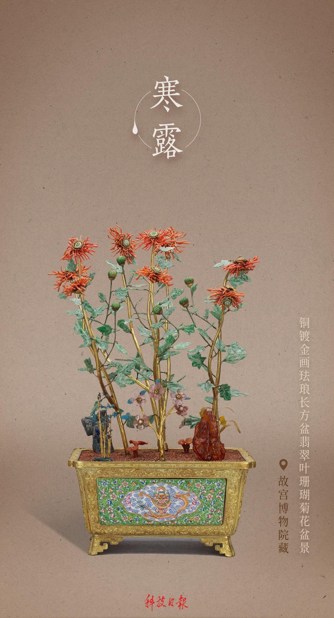 寒露惊秋晚，朝看菊渐黄！粉彩桃蝠纹盆珊瑚菊花盆景修前修后对比，惊人发现  第2张