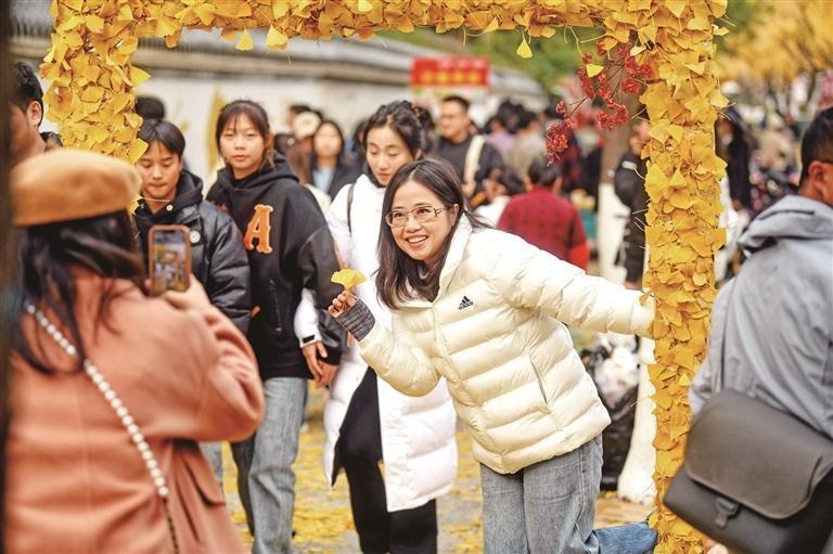 芜湖金色大道惊现银杏落叶艺术墙，大学生创意引爆市民打卡热潮  第2张