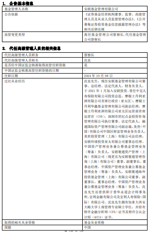 安联基金高层变动！沈良代任督察长，顾文离任，公司未来走向何方？  第1张