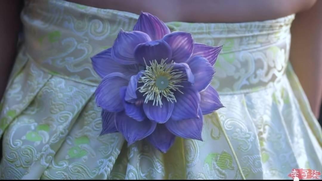 李子柒再更新，绒花蜀锦裙弹唱如愿，非遗之美与现代美学的精妙融合  第4张
