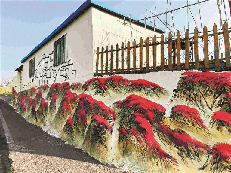 2024年大连甘井子区285条背街小巷大变样，山水街漫山红叶墙画惊艳冬日