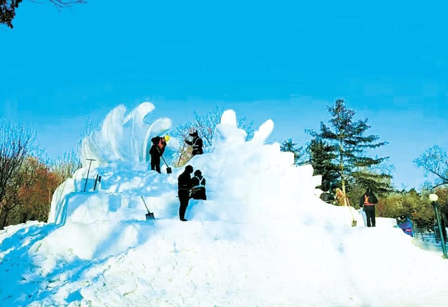 震撼！太阳岛雪博会首批雪雕作品惊艳亮相，传奇圣火磅礴气势点燃冰雪激情  第3张