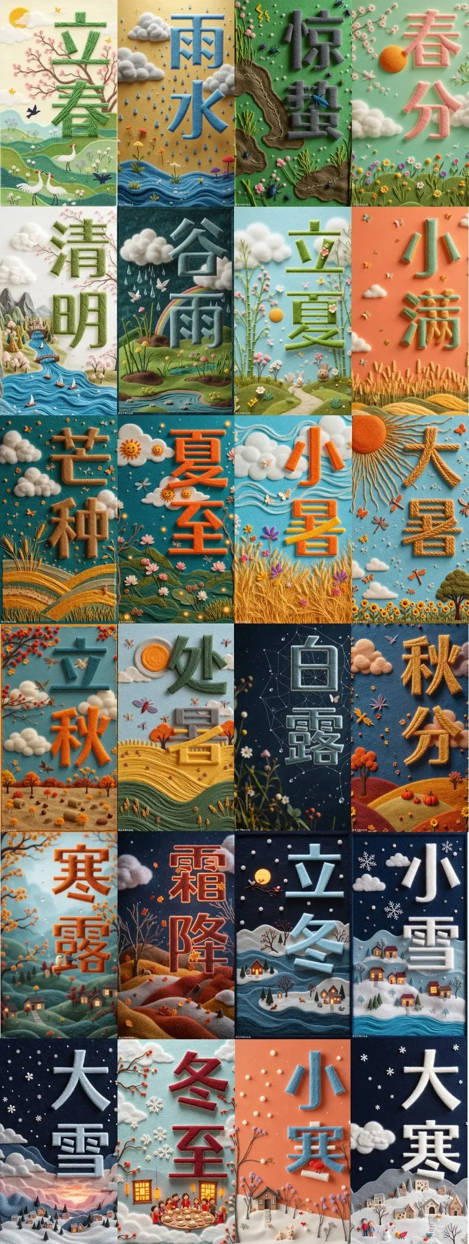 惊！AI艺术字海报一键生成，毛毡风格二十四节气美到窒息  第1张
