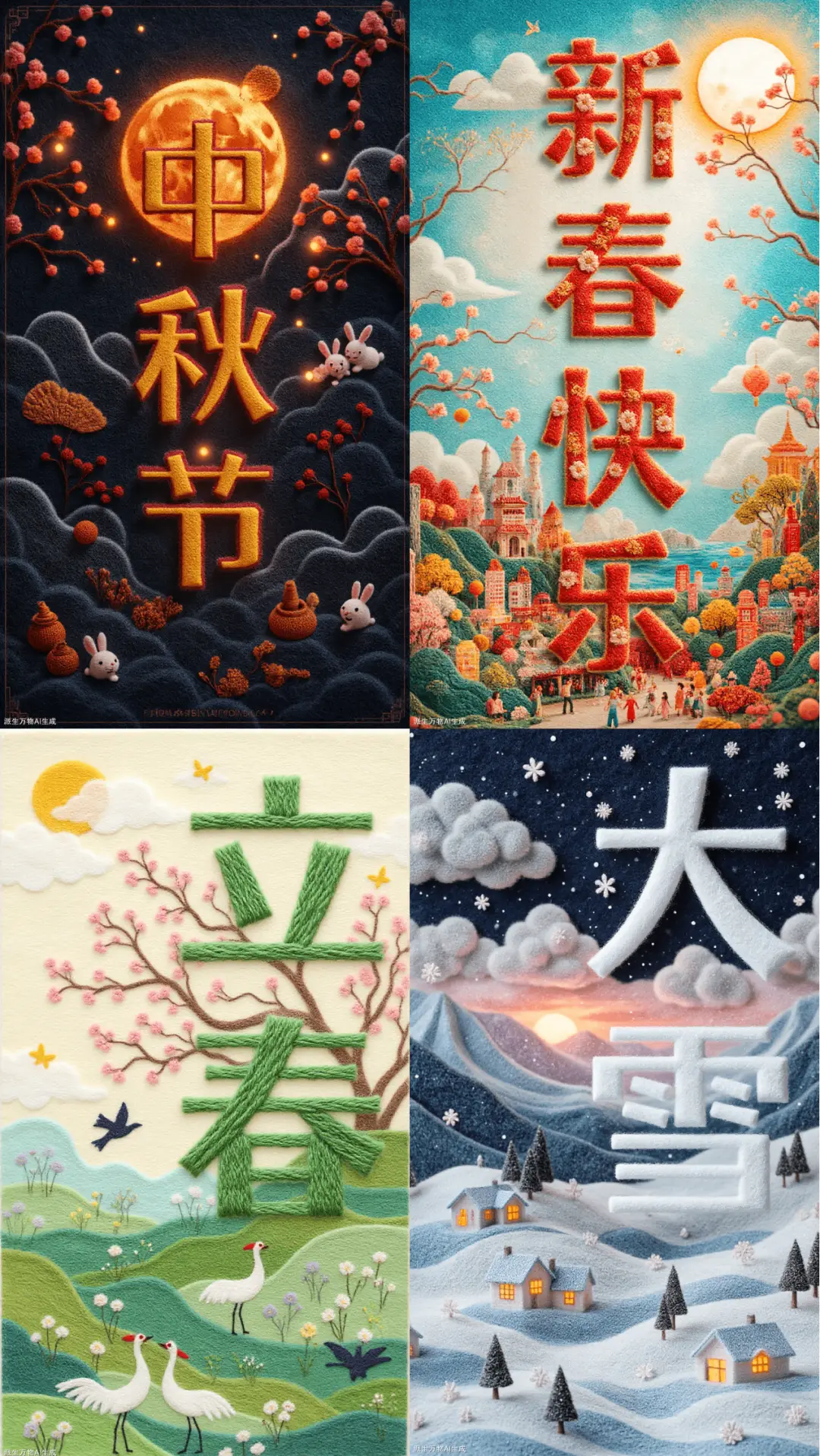 惊！AI艺术字海报一键生成，毛毡风格二十四节气美到窒息  第3张