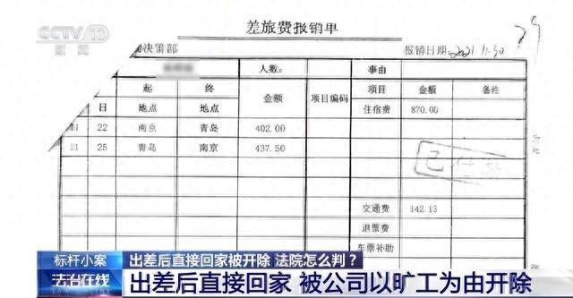 出差归来直接回家被开除，法院会如何判决？