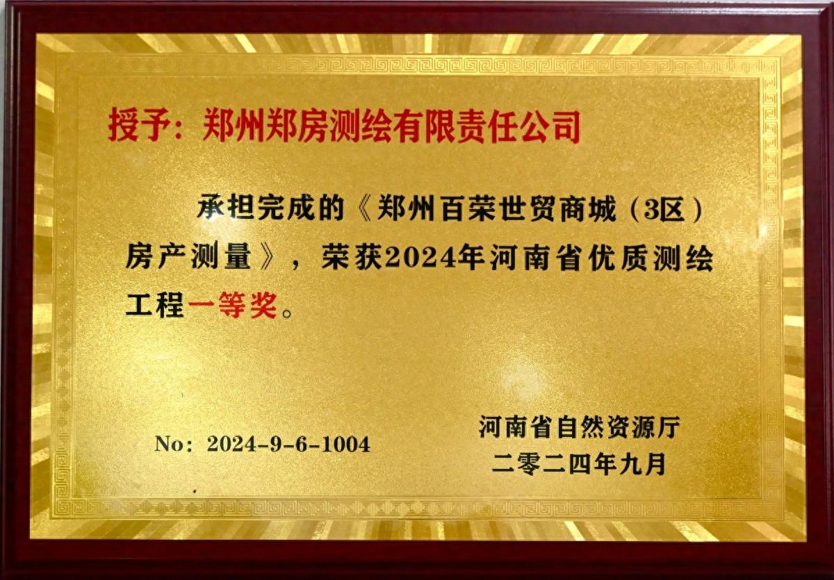 厉害了！郑州郑房测绘有限责任公司获 2024 年河南省优质测绘工程奖一等奖  第1张