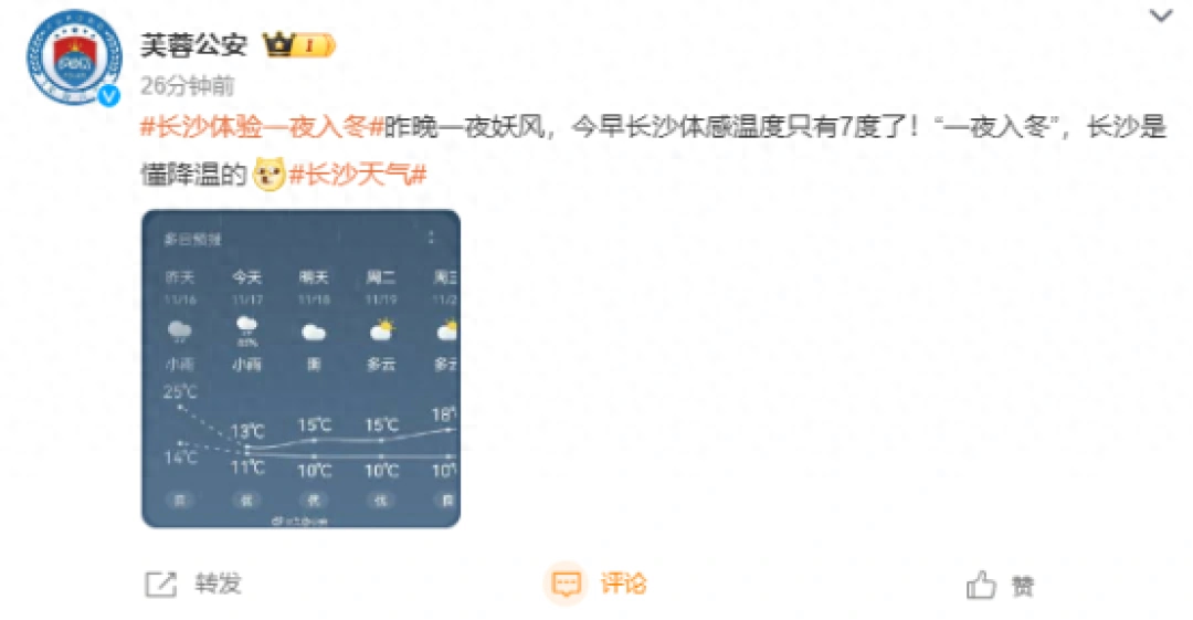 一夜狂降 10℃！长沙市民直呼：这天气太惊悚了  第1张
