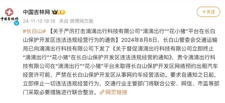 长白山网约车监管引热议，滴滴花小猪竟成黑车？  第2张
