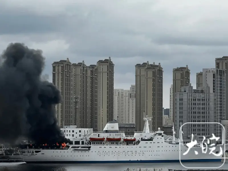 突发！天津滨海新区一游轮起火，浓烟滚滚，现场情况如何？  第2张