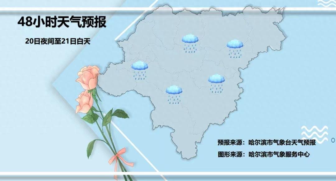 哈尔滨 20 日夜间将迎降雨，阵风 6~7 级，注意防范  第1张
