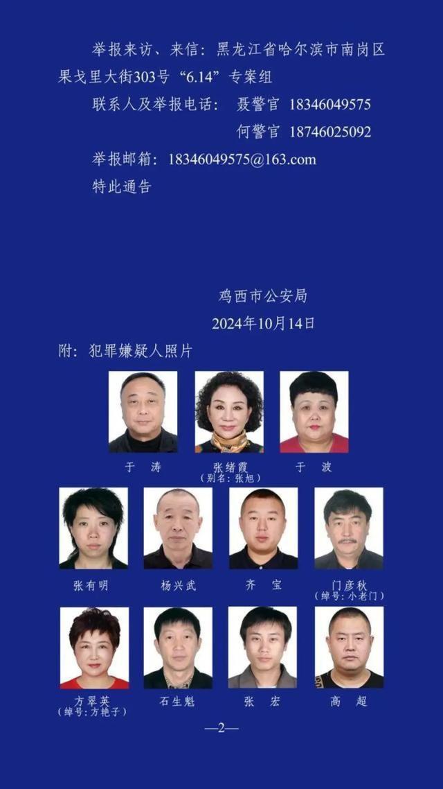 哈尔滨市公安局原副局长于涛等涉嫌黑恶违法犯罪，警方公开征集线索  第2张