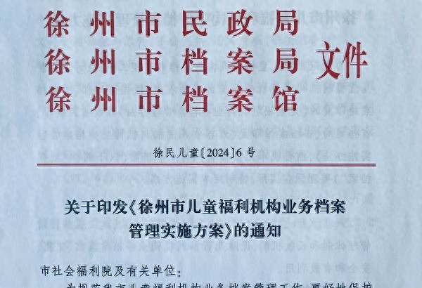 填补空白！徐州印发儿童福利机构业务档案管理实施方案  第1张