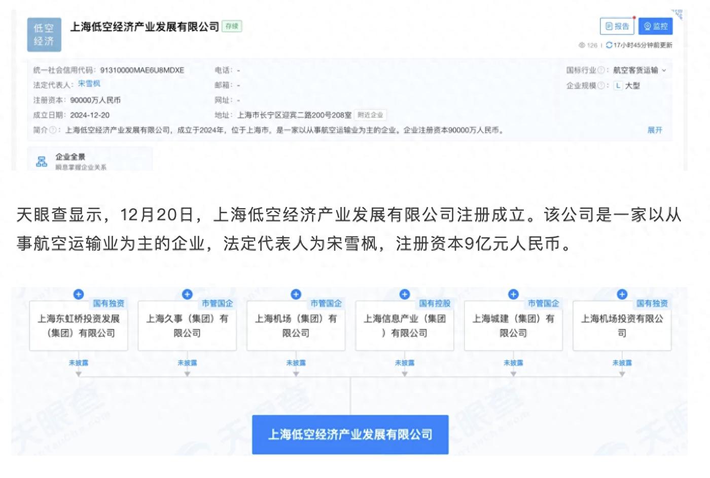 揭秘上海低空经济新巨头：9亿注册资本，国资巨头联手打造航空新未来