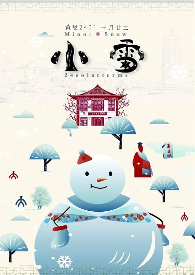 传统文化与现代设计的完美融合：小雪主题海报带你领略雪景韵致  第1张