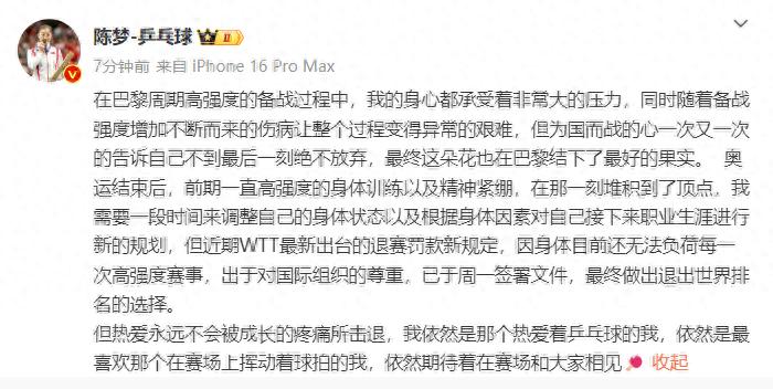 陈梦宣布退出世界排名，背后原因令人心疼：为国而战的代价有多大？  第1张