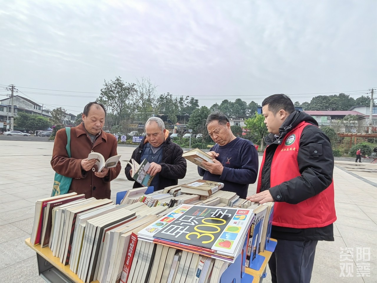 11月27日，雁江区丹山镇文化广场惊现流动书摊，300多册书籍等你来翻阅  第3张