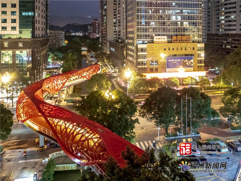 福州新地标！五四路步道天桥元旦开放，百福灯光点亮城市夜景  第2张