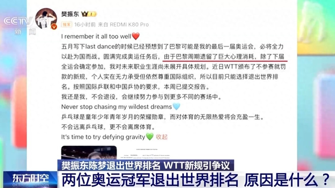 樊振东陈梦为何突然退出世界排名？背后原因令人震惊，WTT新规引发争议  第1张