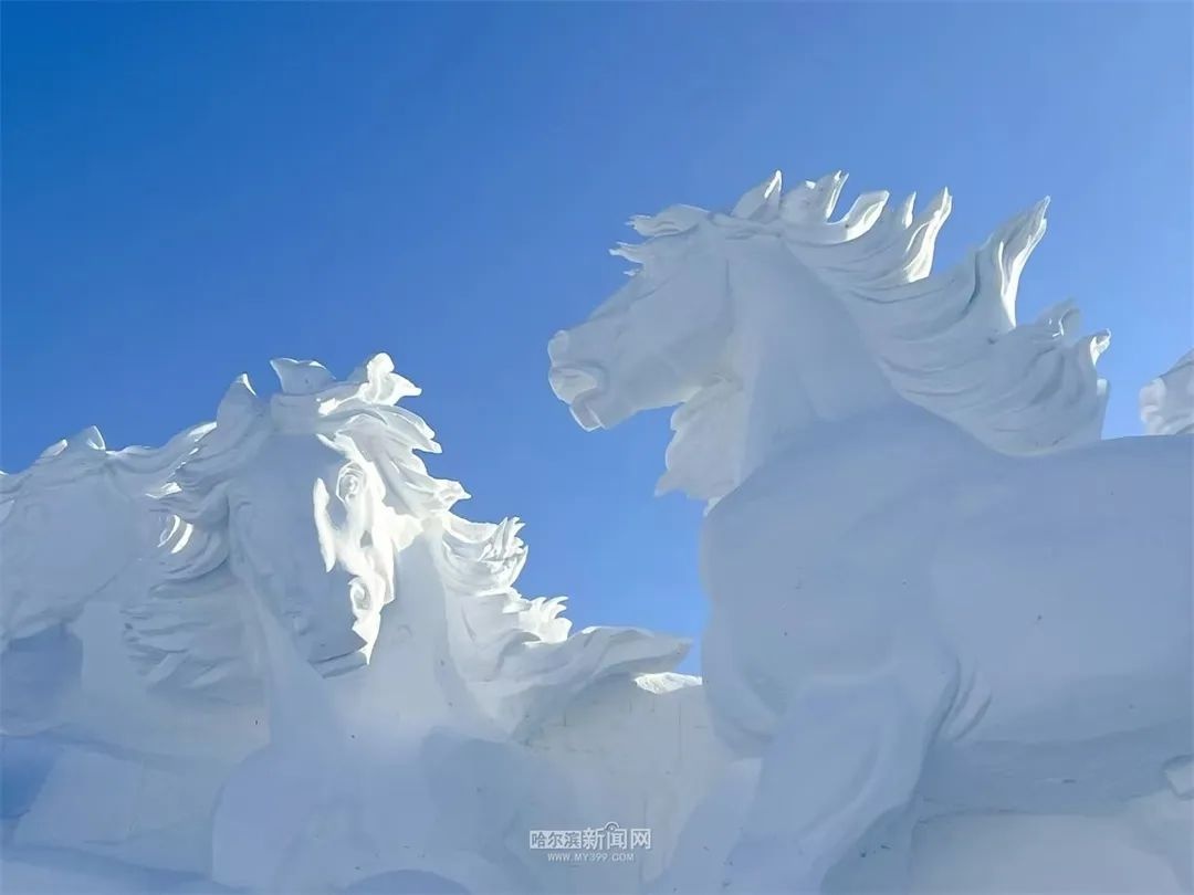 震撼!32米巨型雪雕八骏踏雪亮相太阳岛,八匹骏马踏破雪浪的磅礴气势令人惊叹 第3张 震撼!32米巨型雪雕八骏踏雪亮相太阳岛,八匹骏马踏破雪浪的磅礴气势令人惊叹 第3张