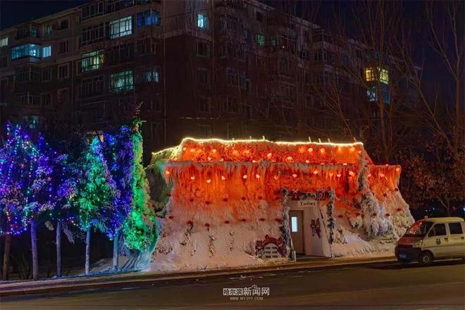 香坊区夜景升级，梦幻灯光与冰瀑美景交织，等你来打卡  第3张