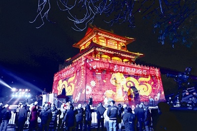 2025天津鼓楼津声跨年光影秀：620岁天津璀璨风华，京津冀同框共迎新年
