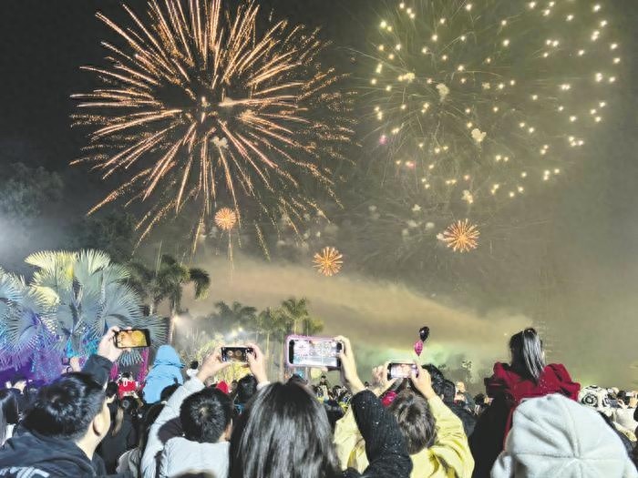 2025跨年之夜：南宁园博园40分钟超长烟花秀，七彩祥云与蓝色星球首次绽放