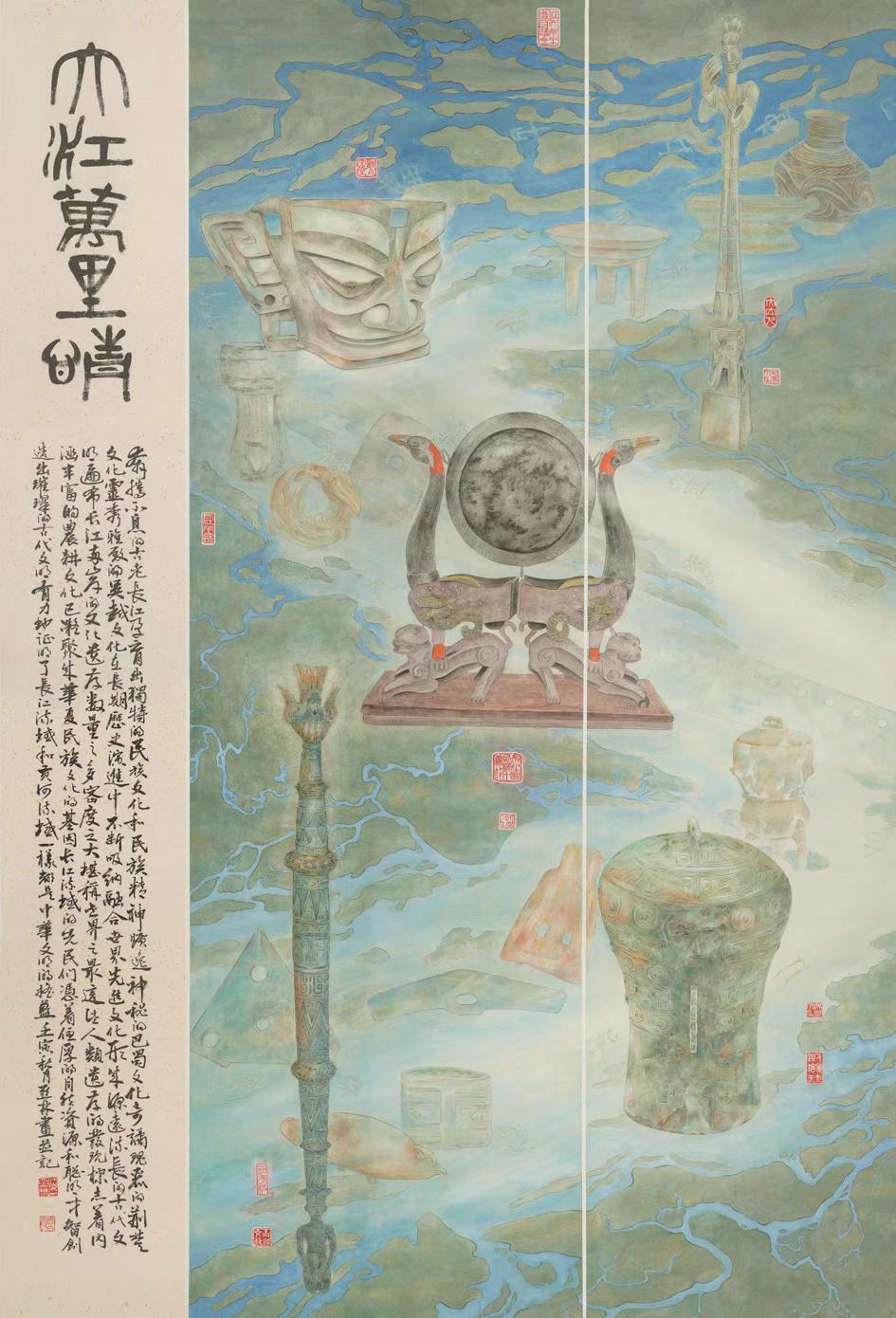 长江文明绘画展亮点何在？百米书画长卷震撼全场  第1张