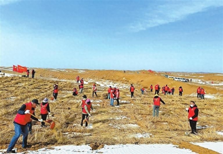 6800人齐上阵，沙漠变绿洲！凉州区2025年春季义务压沙活动震撼开启，你参与了吗？  第1张