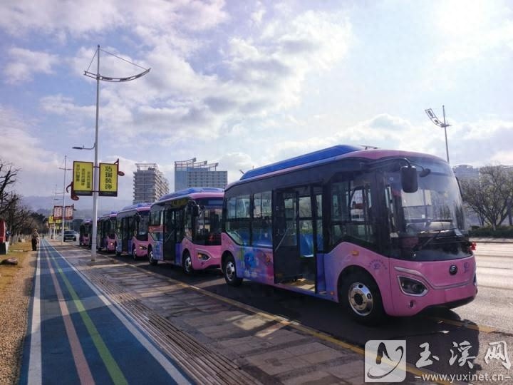 玉溪街头惊现粉色公交车！你见过如此亮眼的城市风景线吗？