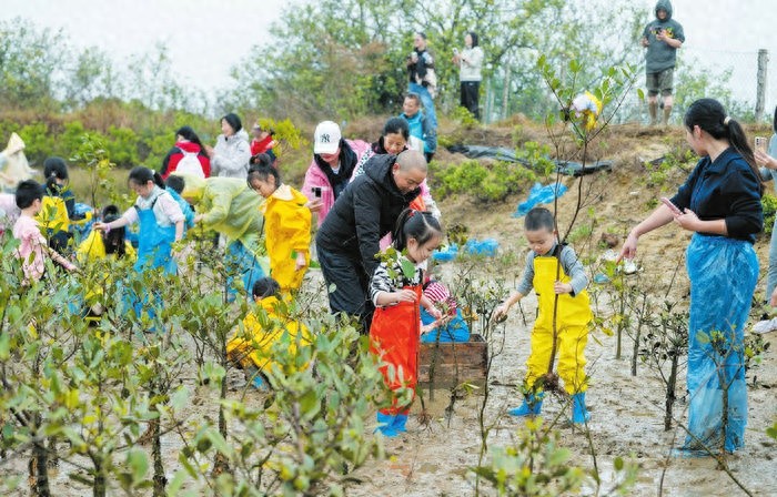 亲子植树活动火热进行中！你还在等什么，快来为地球添绿吧