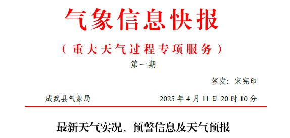 2025年4月11日成武县天气如何?气象局最新实况、预警、预报大揭秘!  第1张