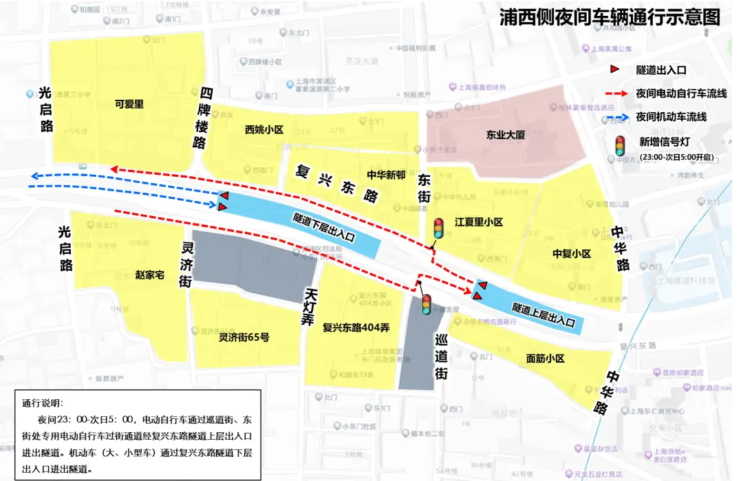 上海首条夜间电动自行车隧道启用，深夜过江难题终于解决  第3张
