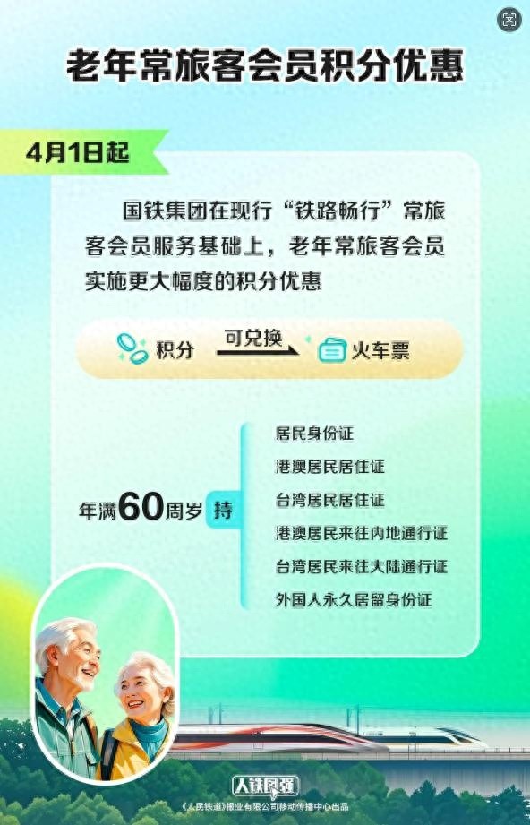 60岁以上老年人坐火车积分翻倍！你还在等什么？