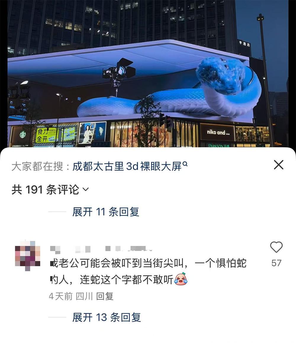 繁华路段惊现巨型3D仿生蛇！逼真效果为何有人欢喜有人愁？  第3张