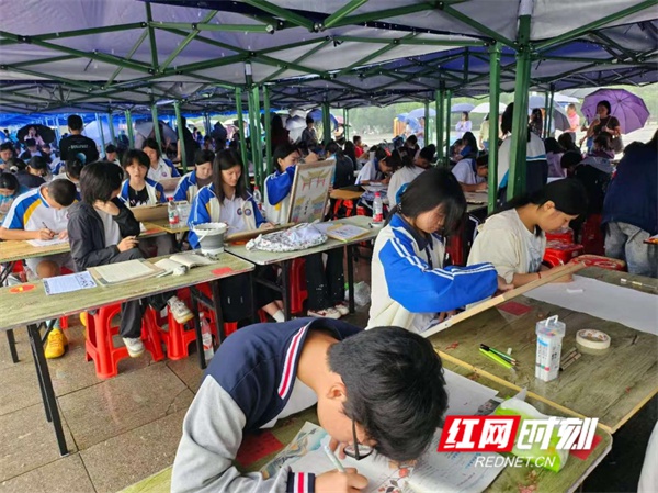 暴雨倾盆难浇滚烫热忱！东安县中小学生书画大赛为何引热议？  第2张