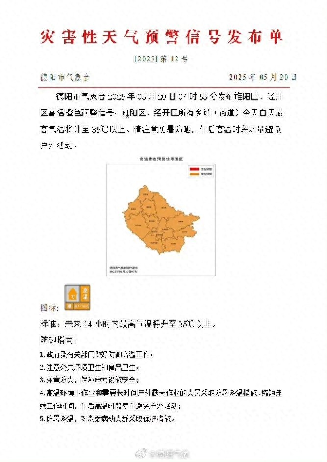 德阳高温橙色预警！35.8℃排全省第四！小满后天气究竟咋变？