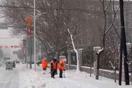 寒夜中的守护者！灯塔市500余名环卫人员连夜除雪，你被他们的坚持感动了吗？  第4张