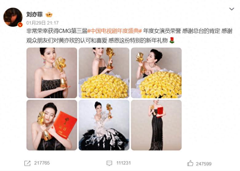 CMG第三届中国电视剧年度盛典！于和伟靳东等获奖，刘亦菲宋佳感谢网友：实至名归？  第1张